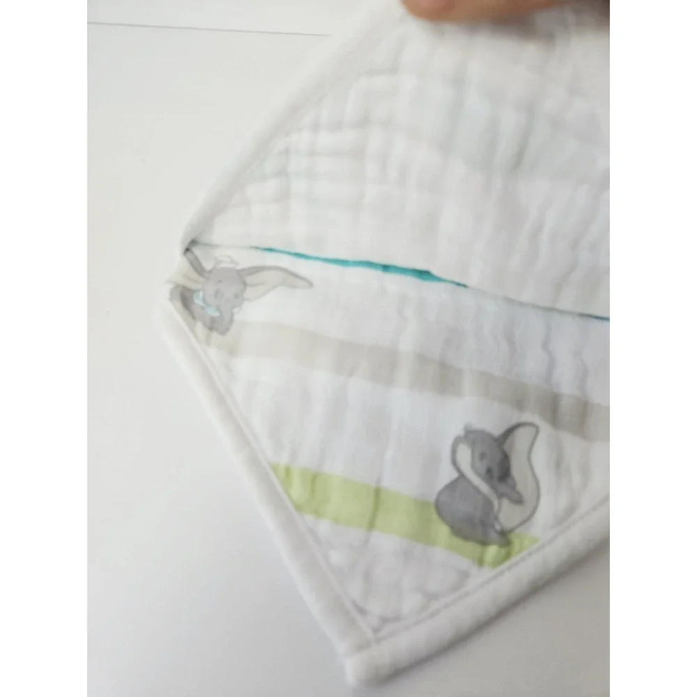 NWT Aden + And Anais Disney Baby Dumbo Elephant 2 PK Cotton‎ Muslin Snap Bibs